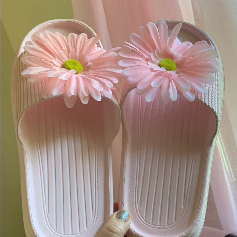 Pink Floral Slide Sandals